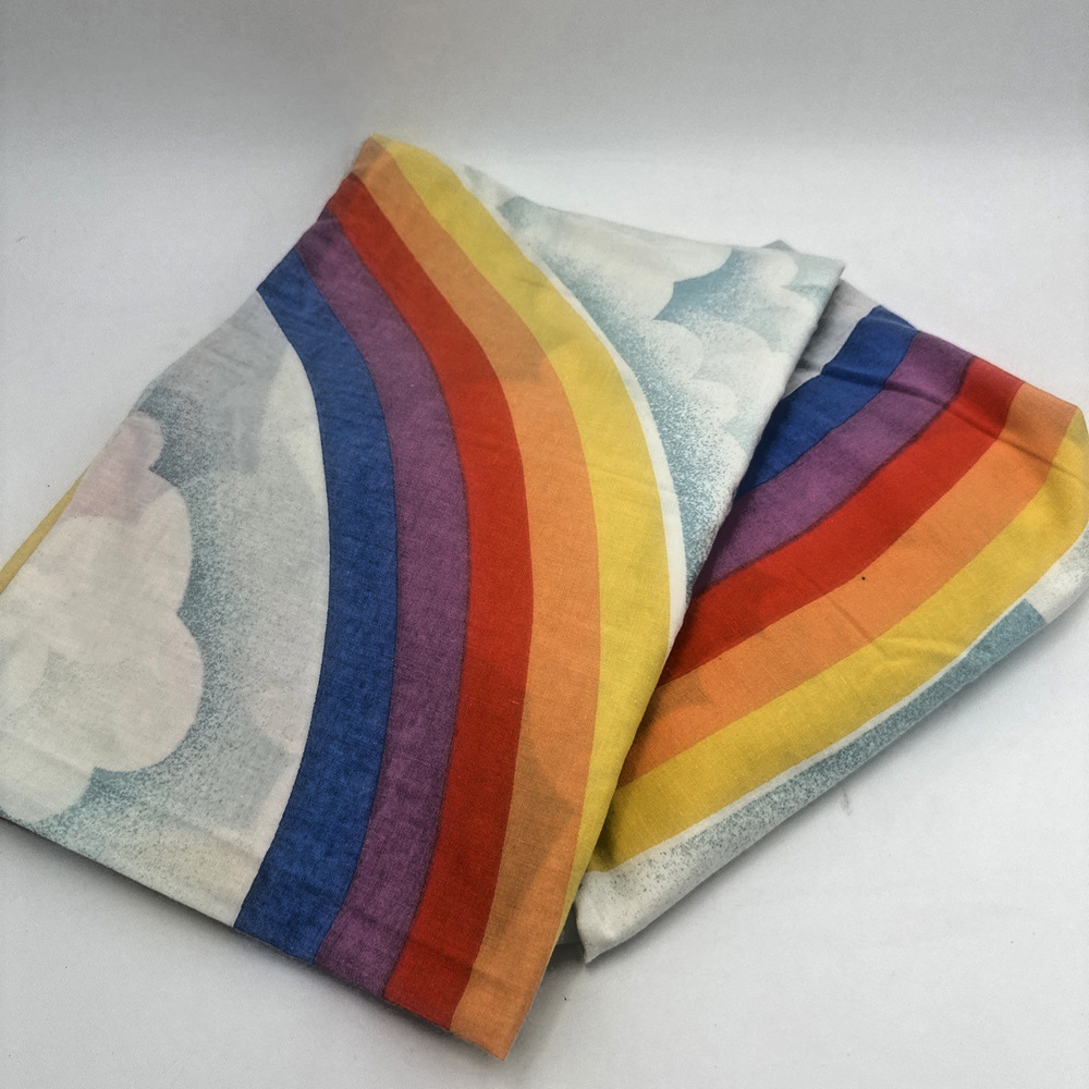 Vintage Sears Roebuck Rainbow Clouds Twin Flat/Fitted Sheet
